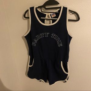 Junk Food Medium Navy Blue Romper w/ Pockets